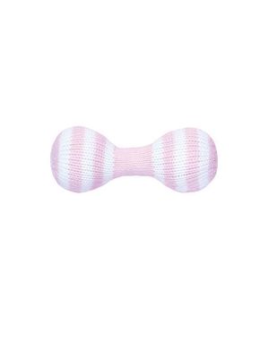 Dumbbell Knit Rattle - Pink - 6&quot;