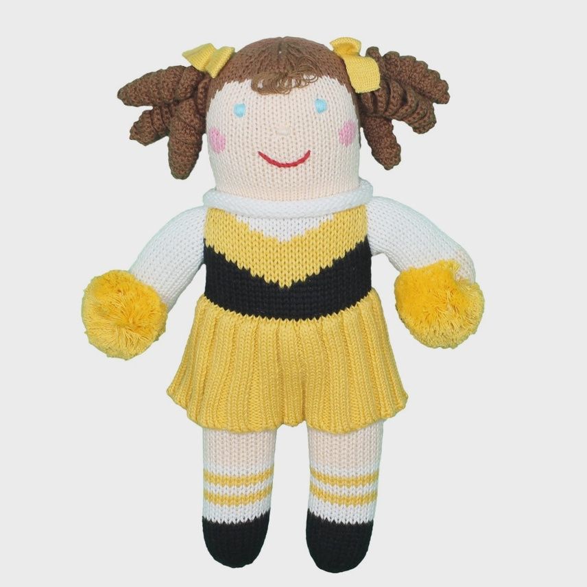 Black &amp; Gold Cheerleader Knit Doll - 12&quot;