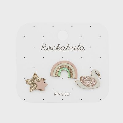 Enchanted Rainbow and Swan Ring Set