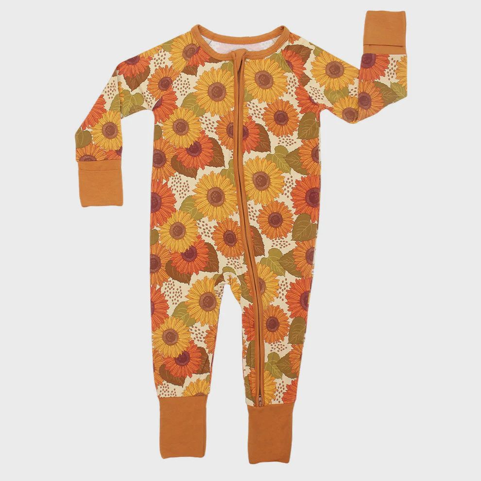 Baby Convertible Zip Pajama - Sunflowers