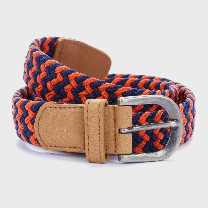 Boys Stretchy Cord Belt - Orange/Navy