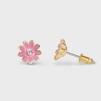 Stud Earrings - Pink Daisy
