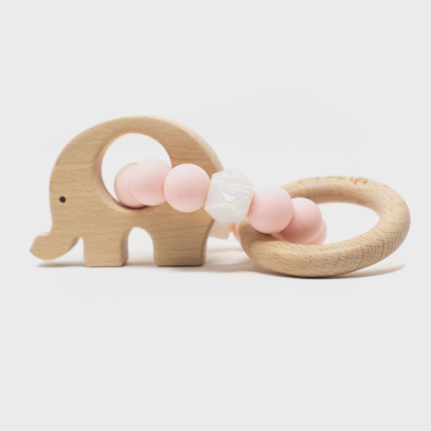 Elephant Teething Rattle - Pink