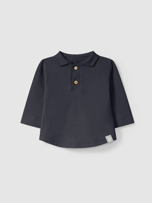 Toddler Long Sleeve Polo - Navy