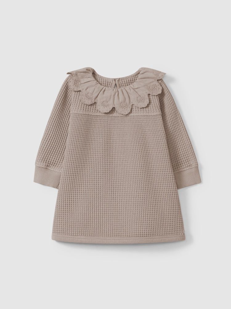 Baby Long Sleeve Waffle Knit Dress - Mauve