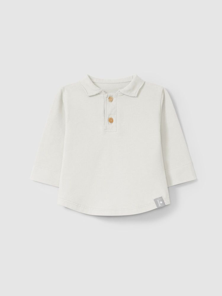 Baby Long Sleeve Polo - Sand