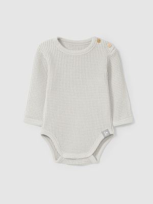 Baby Long Sleeve Waffle Knit Bodysuit - Slate