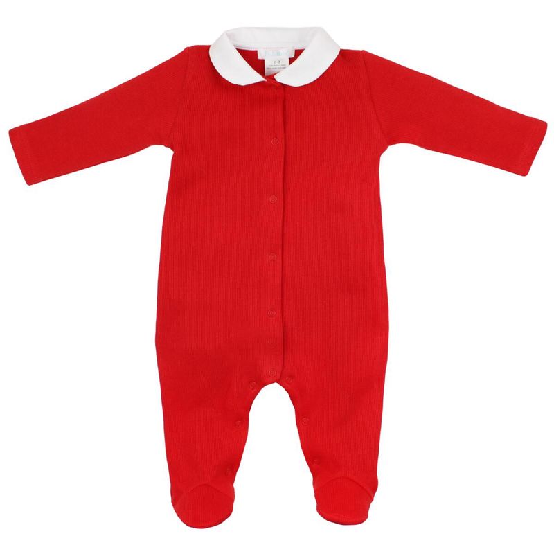 Baby Pima Cotton Rib Knit Onesie - Red