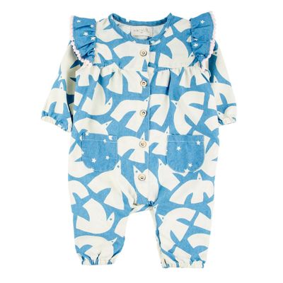 Baby Long Sleeve Flutter Romper - Nordic Sky