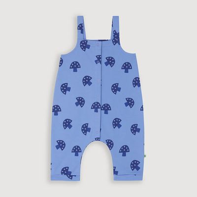 Baby Fleece Overalls - Blue Mushroom