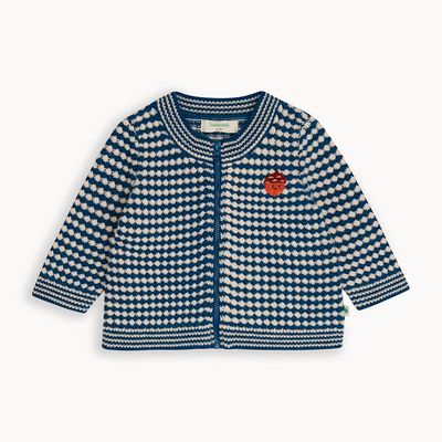 Baby Chunky Knit Sweater - Blue Check