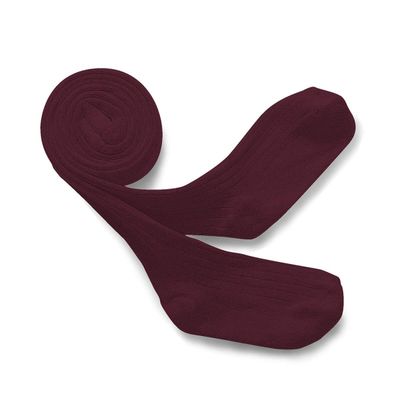 Baby Egyptian Cotton Ribbed Tights - Bordeaux