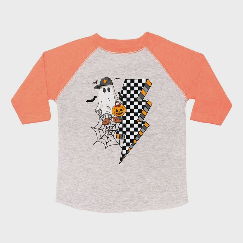 3/4 Sleeve T-Shirt - Checker Ghost Halloween