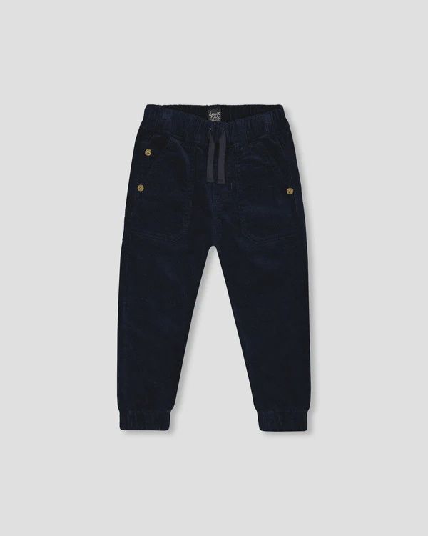 Boys Stretch Corduroy Joggers - Navy