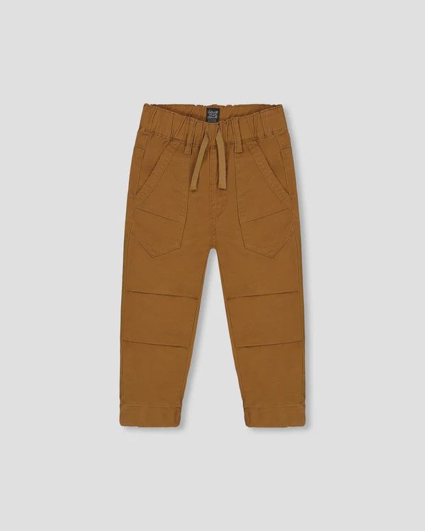 Boys Stretch Twill Jogger Pants - Caramel Brown