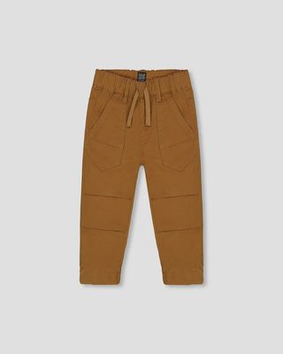 Boys Stretch Twill Jogger Pants - Caramel Brown
