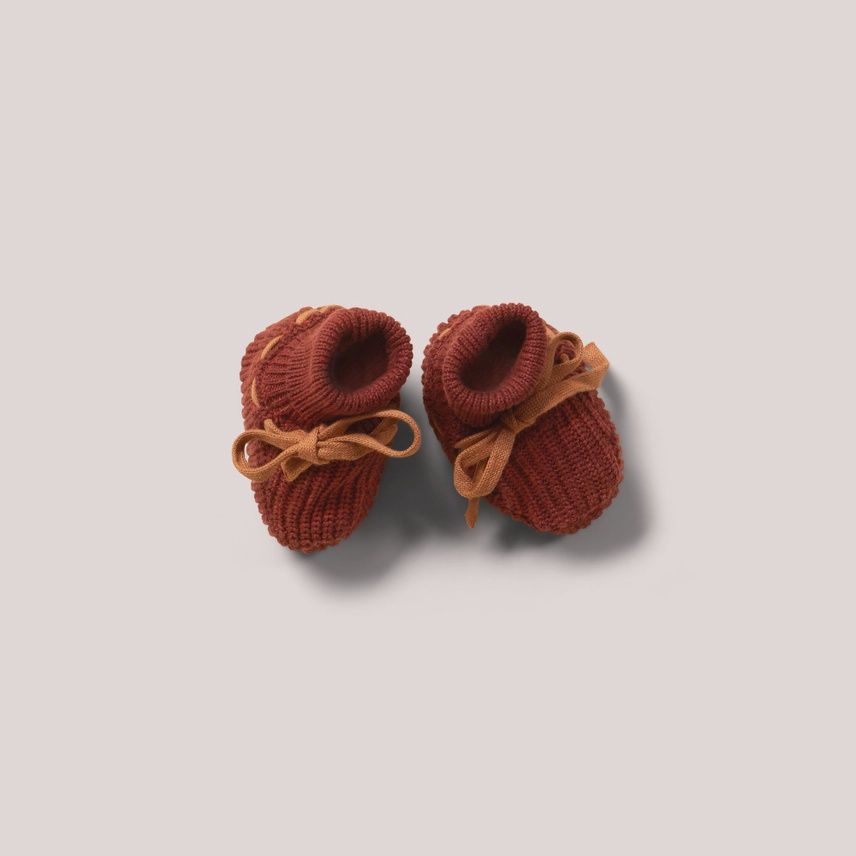 Baby Knitted Booties - Hazelnut