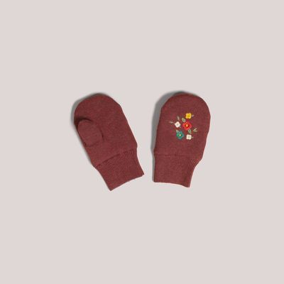 Baby/Toddler Embroidered Knitted Mittens - Hazelnut Flowers