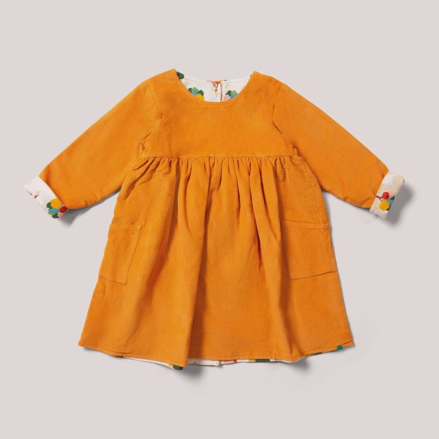 Toddler/Kids Reversible Corduroy Dress - Golden Ochre