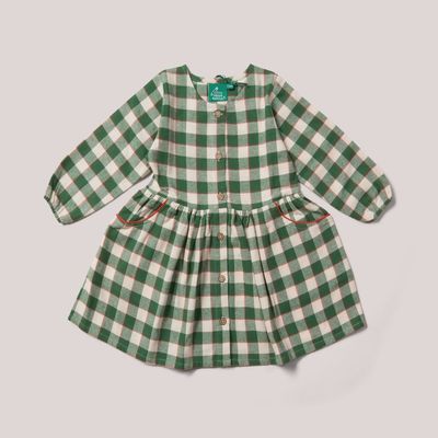 Toddler/Kids Long Sleeve Flannel Dress - Fern Green
