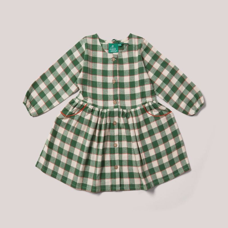 Long Sleeve Flannel Dress - Fern Green