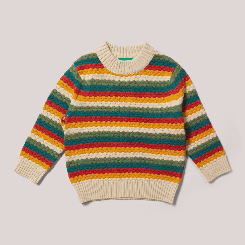 Baby/Toddler Honeycomb Knitted Sweater - Rainbow Stripe