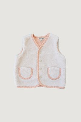 Toddler Teddy Vest - Cream with Floral Lining