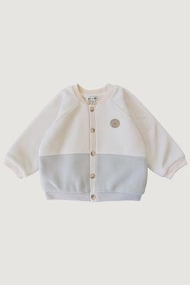 Baby Oversized Cotton Jacket - Cream &amp; Sage