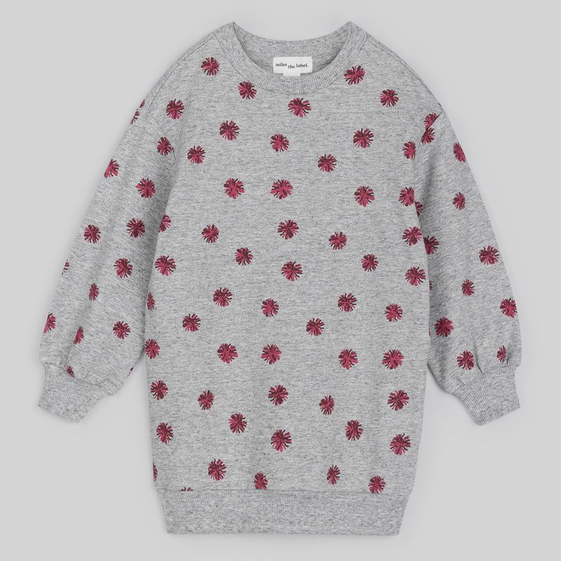 Girls Long Sleeve Sweatshirt Dress - Pom Poms