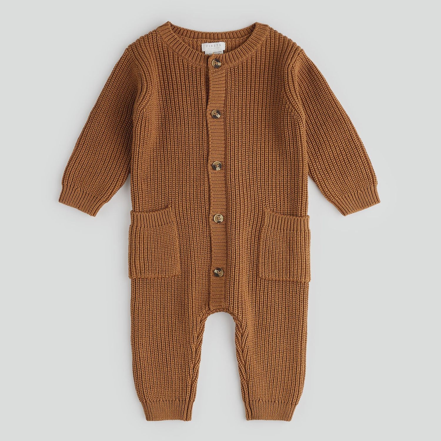 Baby Long Sleeve Knit Playsuit - Amber