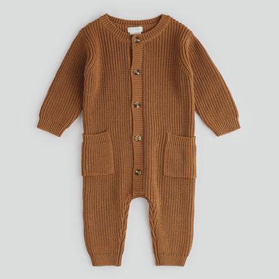 Baby Long Sleeve Knit Playsuit - Amber