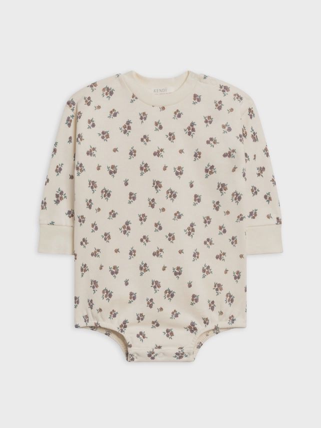 Baby Long Sleeve Fleece Bubble Romper - Purple Floral