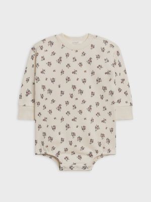 Baby Long Sleeve Fleece Bubble Romper - Purple Floral