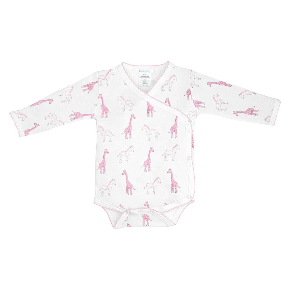Baby Pima Cotton Long Sleeve Wrap Bodysuit - Safari
