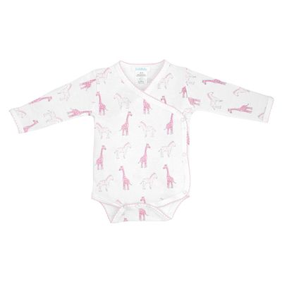 Baby Pima Cotton Long Sleeve Wrap Bodysuit - Safari