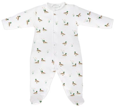 Baby Pima Cotton Footed Onesie - Mallard Ducks