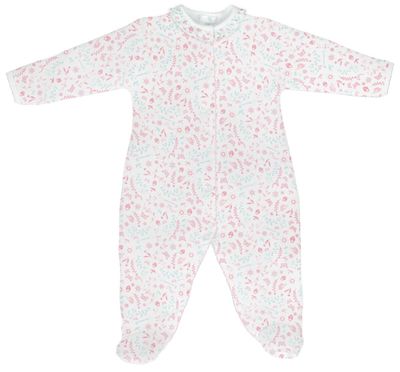 Baby Pima Cotton Footed Onesie - Birds &amp; Flowers