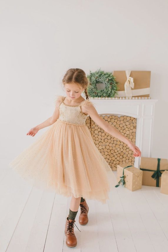 Sleeveless Velvet Twirl Dress - Golden Child