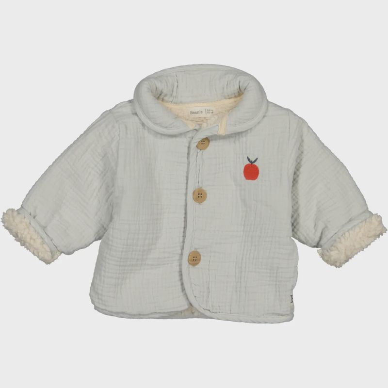 Baby Fleece Lined Muslin Jacket - Ice
