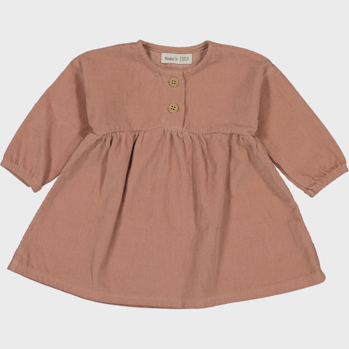 Baby Long Sleeve Corduroy Dress - Old Pink