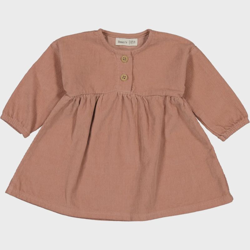 Baby Long Sleeve Corduroy Dress - Old Pink