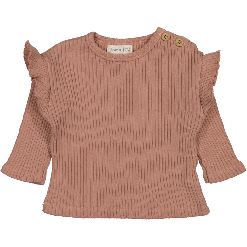 Baby Long Sleeve Ribbed Top - Old Pink