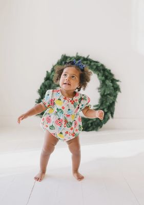 Quinn Poplin Romper in Vintage Ornament