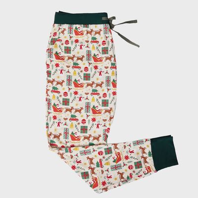 Women&#39;s Bamboo Jogger Pajama Pants - Vintage Christmas
