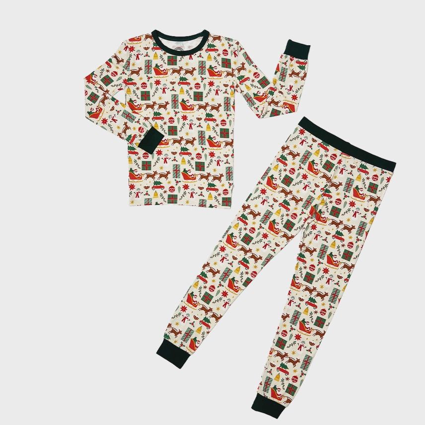 Toddler/Kids Long Sleeve Pajama Set - Vintage Christmas