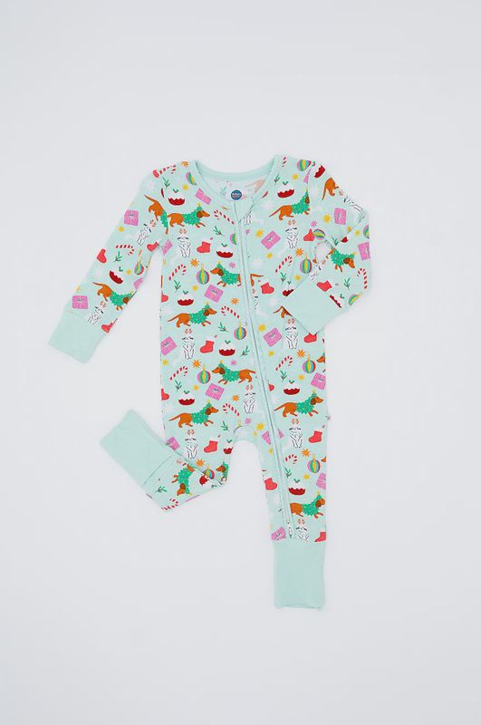 Baby Convertible Zip Pajama - Festive Friends