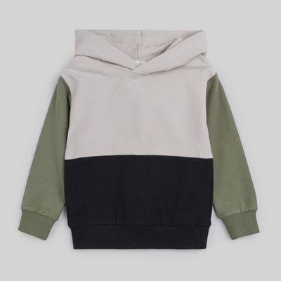 Boys Hooded Sweatshirt - Cement Colorblock