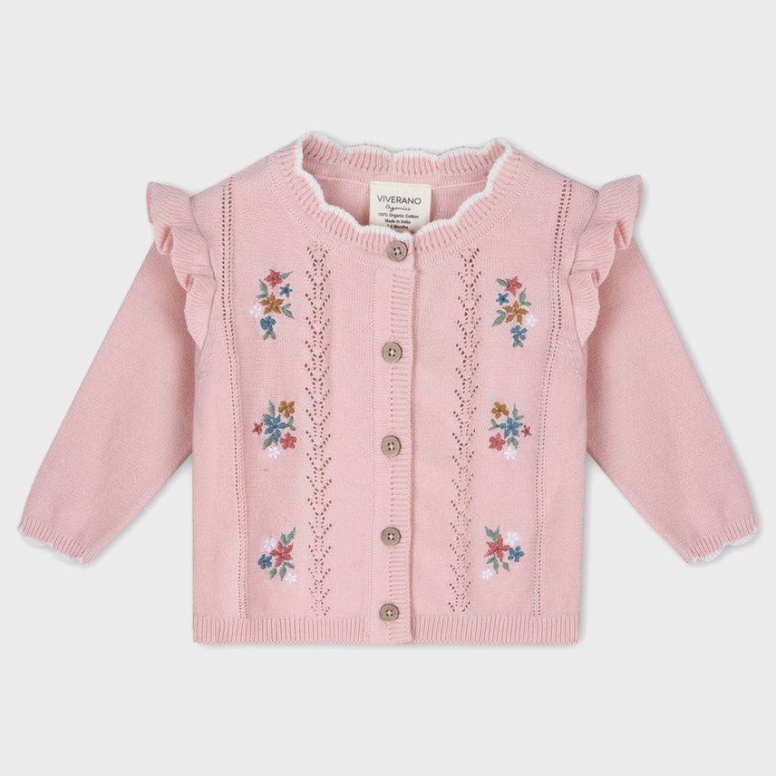 Baby Pointelle Knit Cardigan - Blush Pink