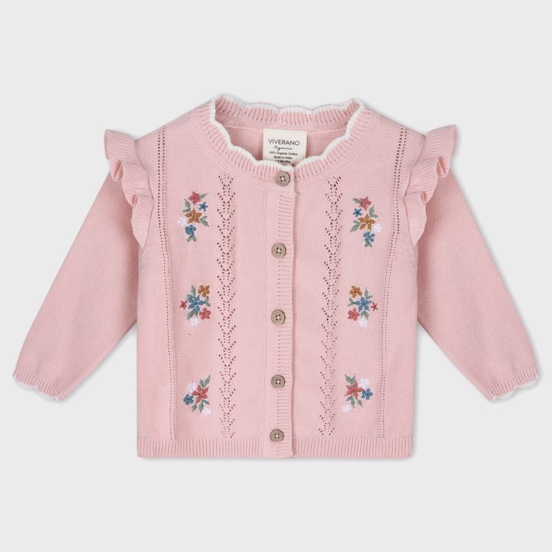 Baby Pointelle Knit Cardigan - Blush Pink