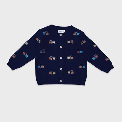 Baby Embroidered Cardigan - Choo Choo Train
